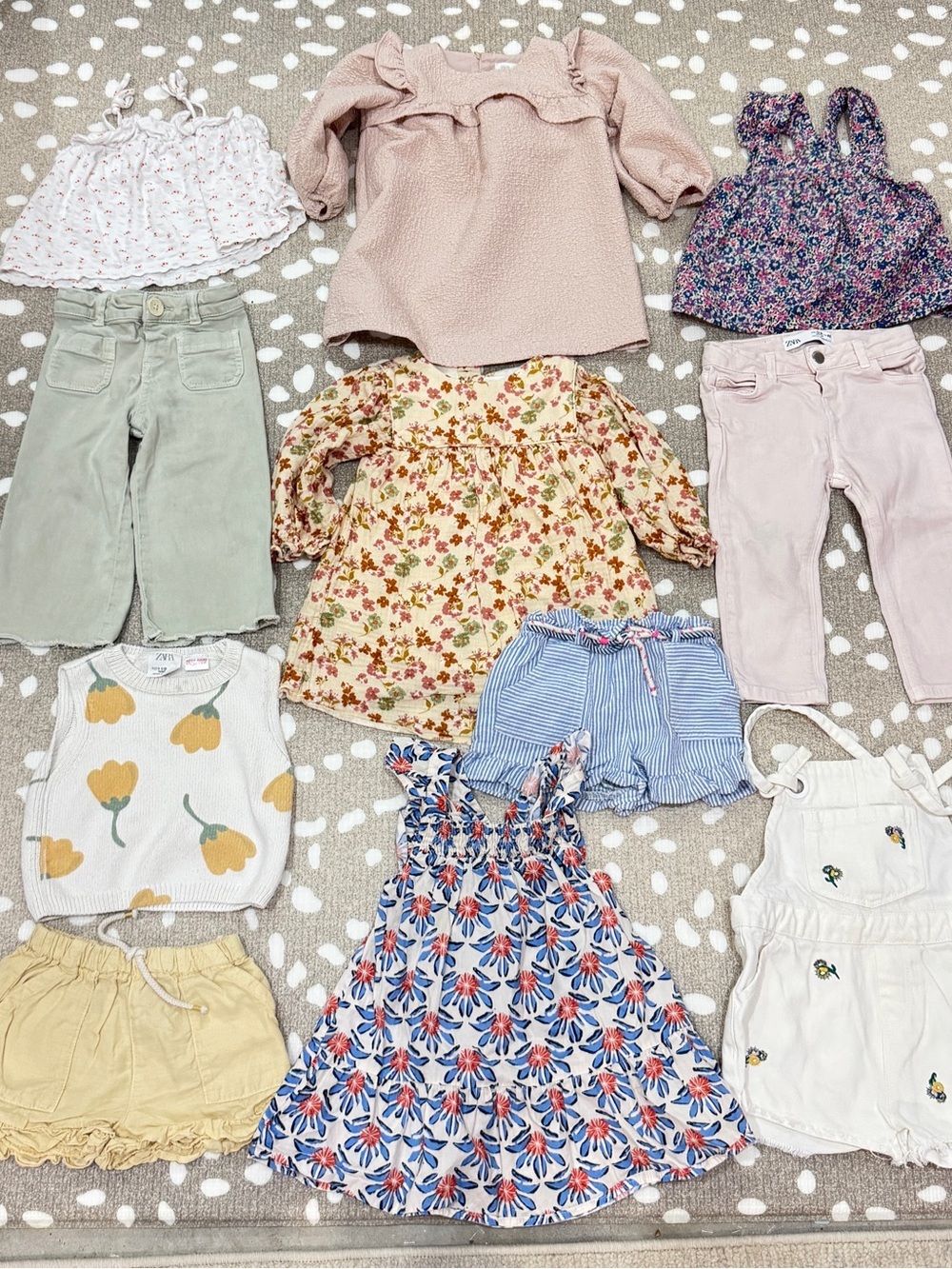 Lot of 11 Zara Kids toddler girl top dress romper tee pants shorts overalls